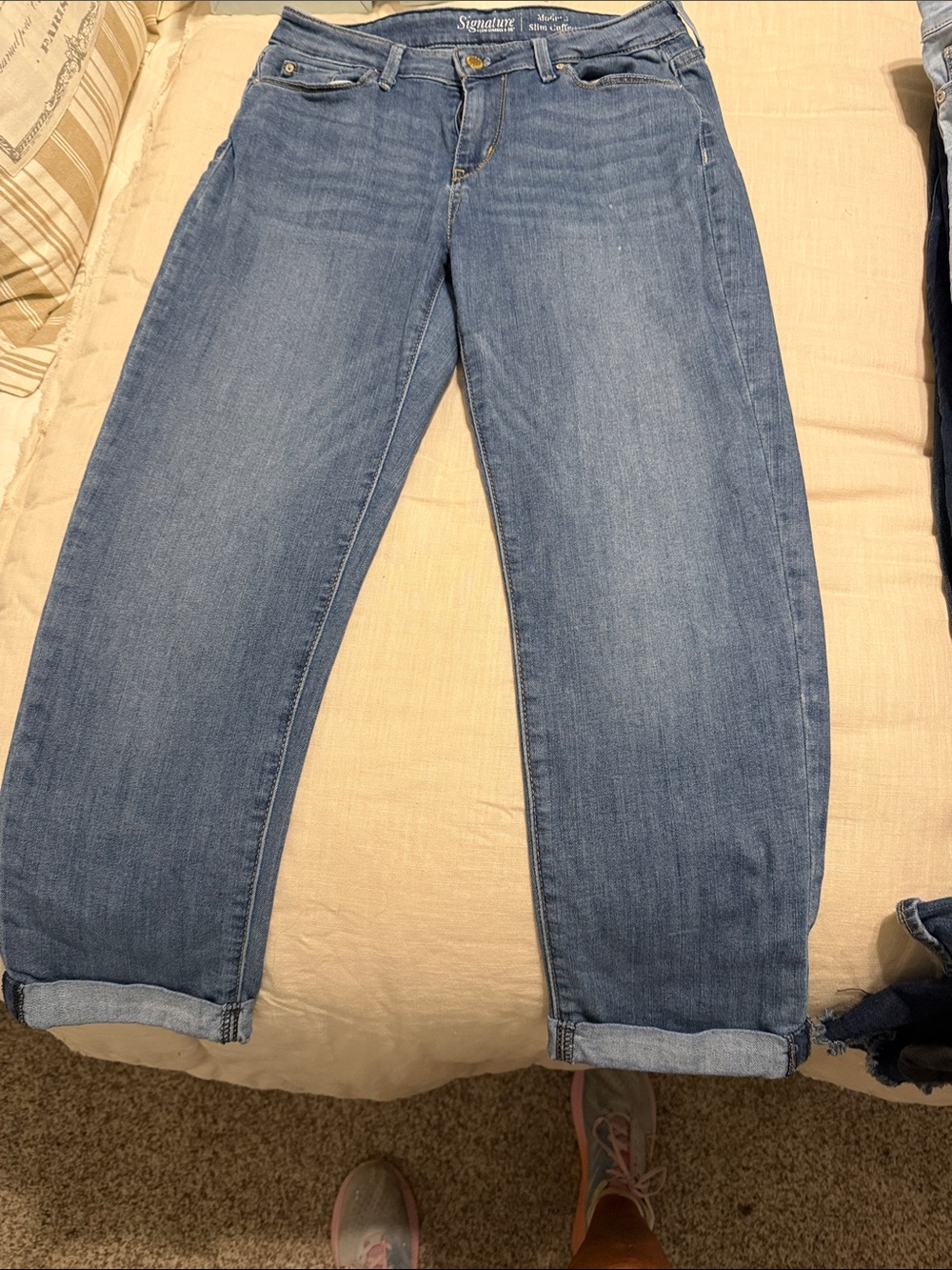 Signature by Levi Strauss Light Blue Boyfriend Jeans with Cuffed Hem
